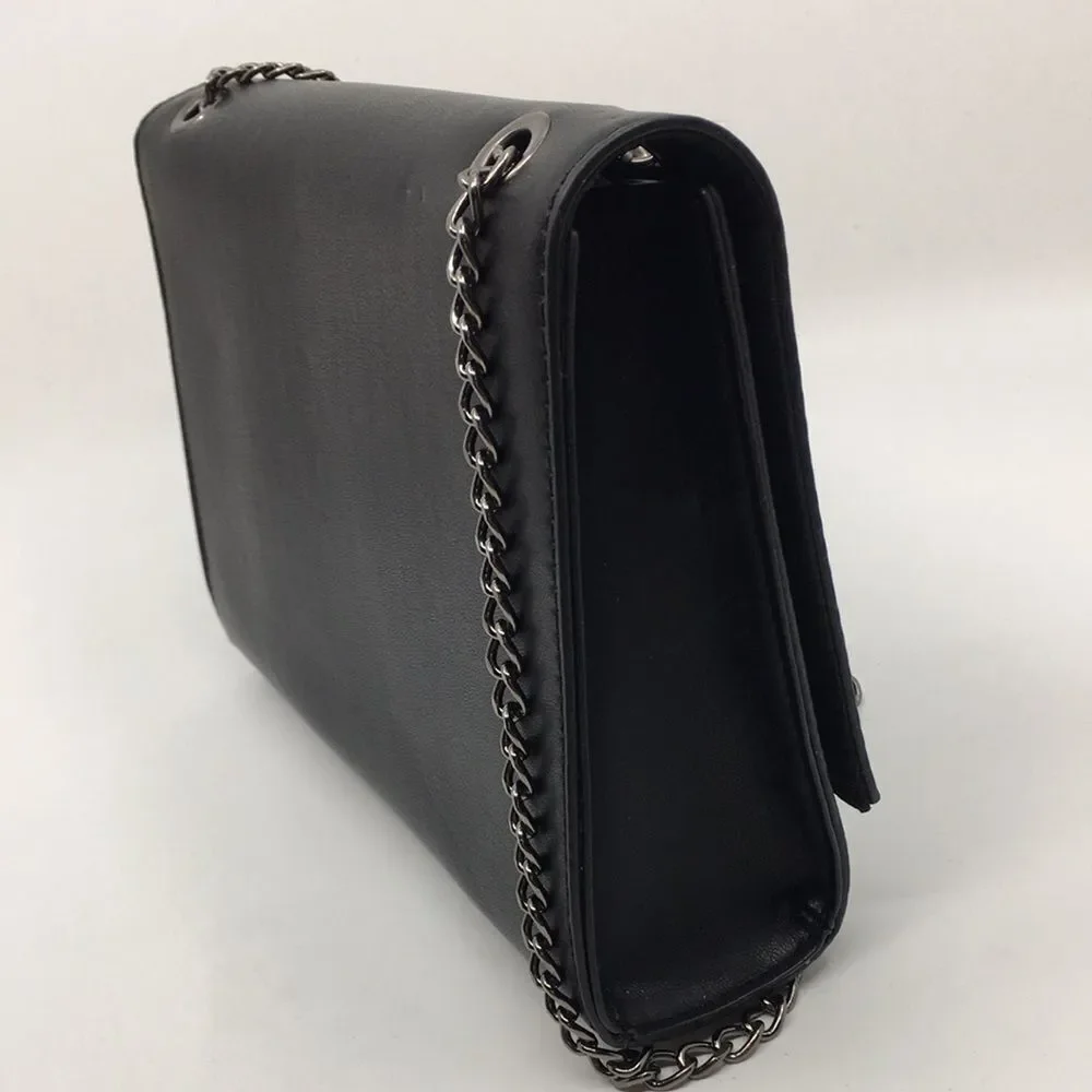 NWT Badgley Mischka Metal Fringe Crossbody Black Vegan